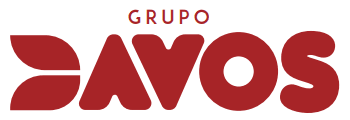 Logo de Grupo Davos con letras blancas y fondo rojo oscuro